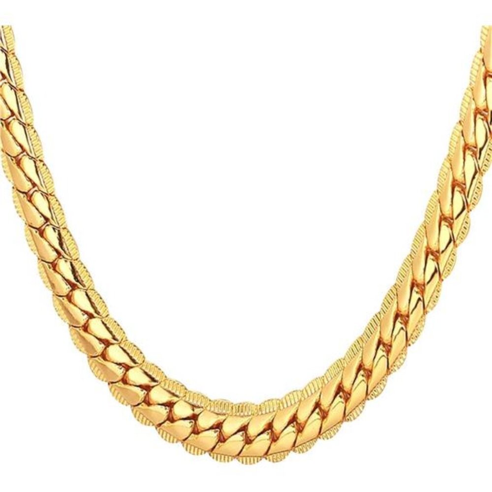 Diamond Cut Miami Cuban Chain for Men Women Stainless Steel Curb Chain Necklace
